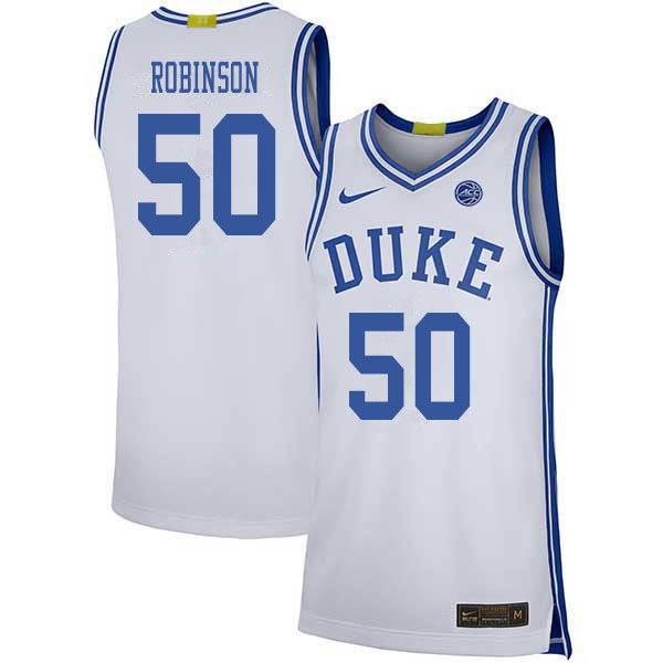 2020 Men #50 Justin Robinson Duke Blue Devils College Basketball Jerseys Sale-White - Click Image to Close
